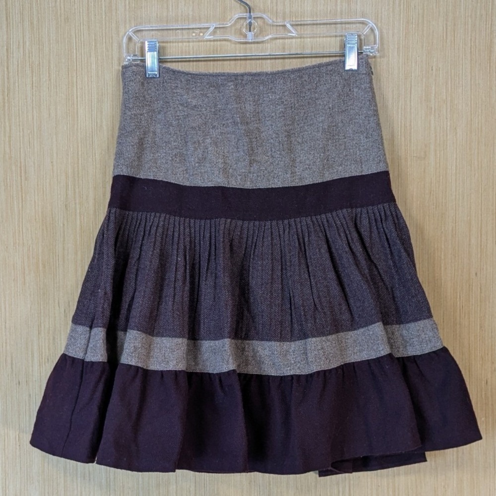 Womens Vintage Retro Mod Preppy Fall Wool Blend Skirt Size S Brown Made in Italy
